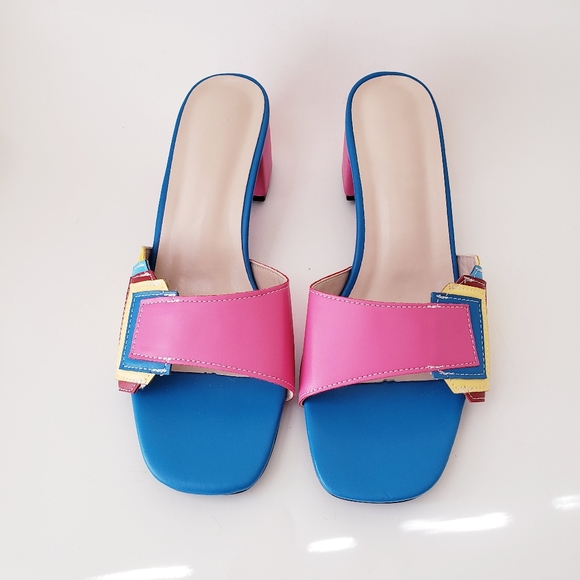 Colorful Color Block Slip-on Sandals - Picture 14 of 15